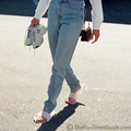 Leaving the nail salon after a pedicure.