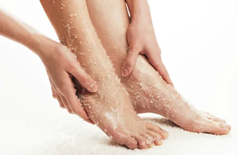 What it's like to use an exfoliating scrub on your feet - it's just like using an exfoliator on your face!